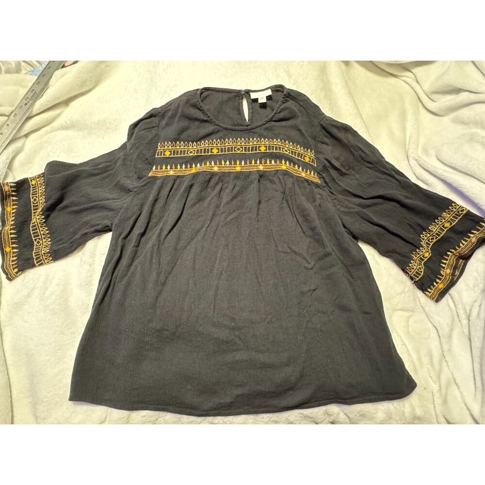 J.Jill Embroidered Boho Peasant Top Women's Large